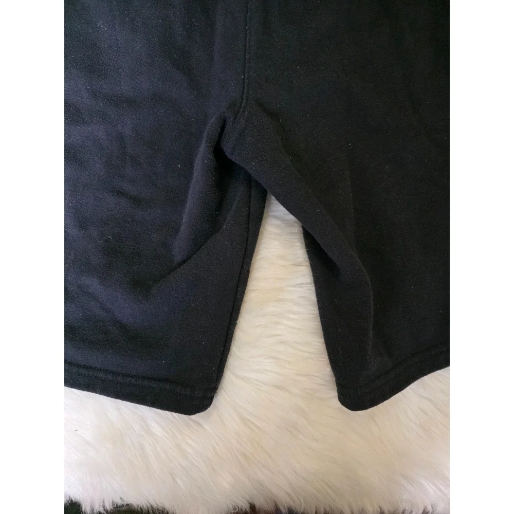 Reebok Boys XXL 18 Black Athletic Sweat Shorts Green Logo Elastic Waist